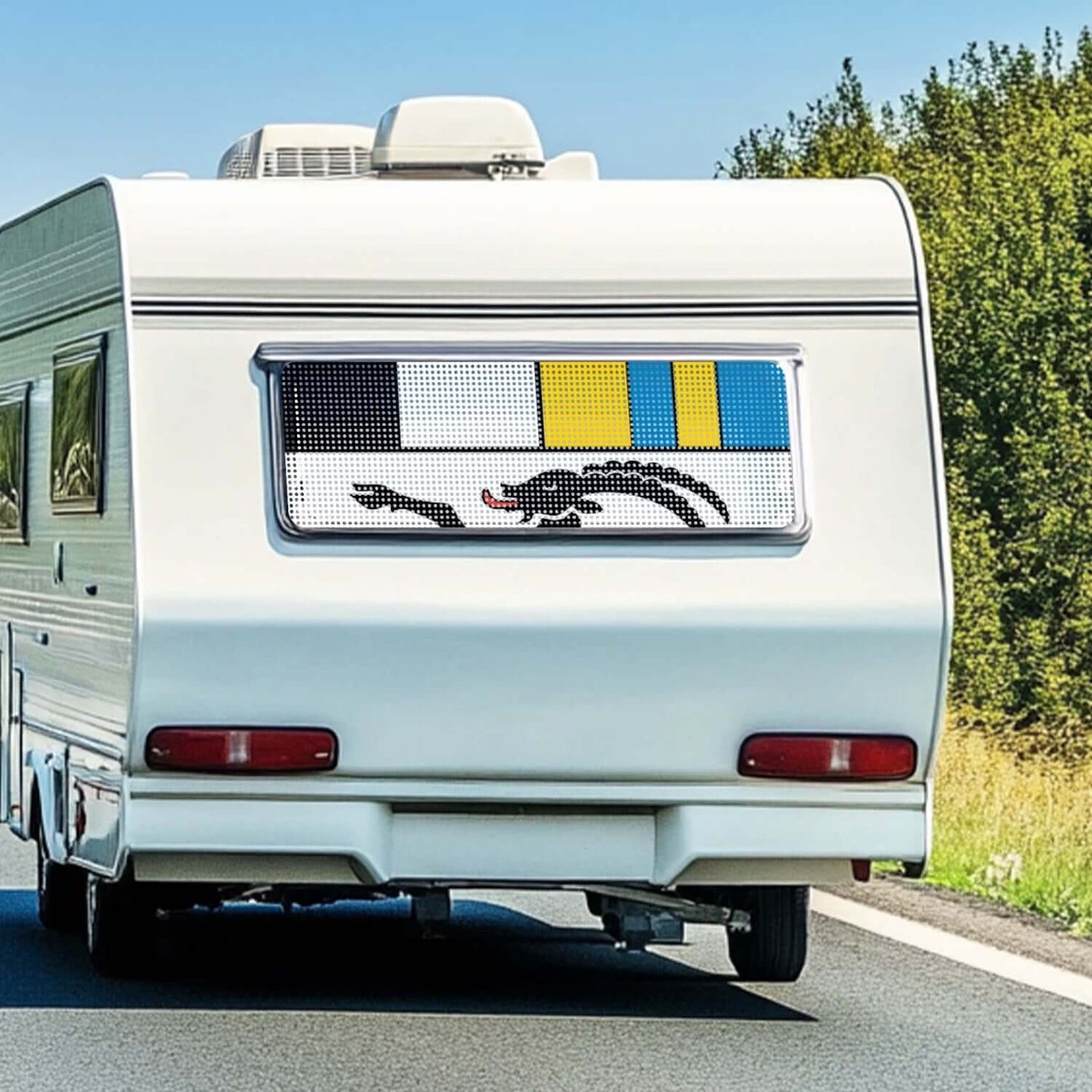 Aufkleber Graubünden Autoscheibe - Haus - Schaufenster - One Way Vision perforierter Vinyl