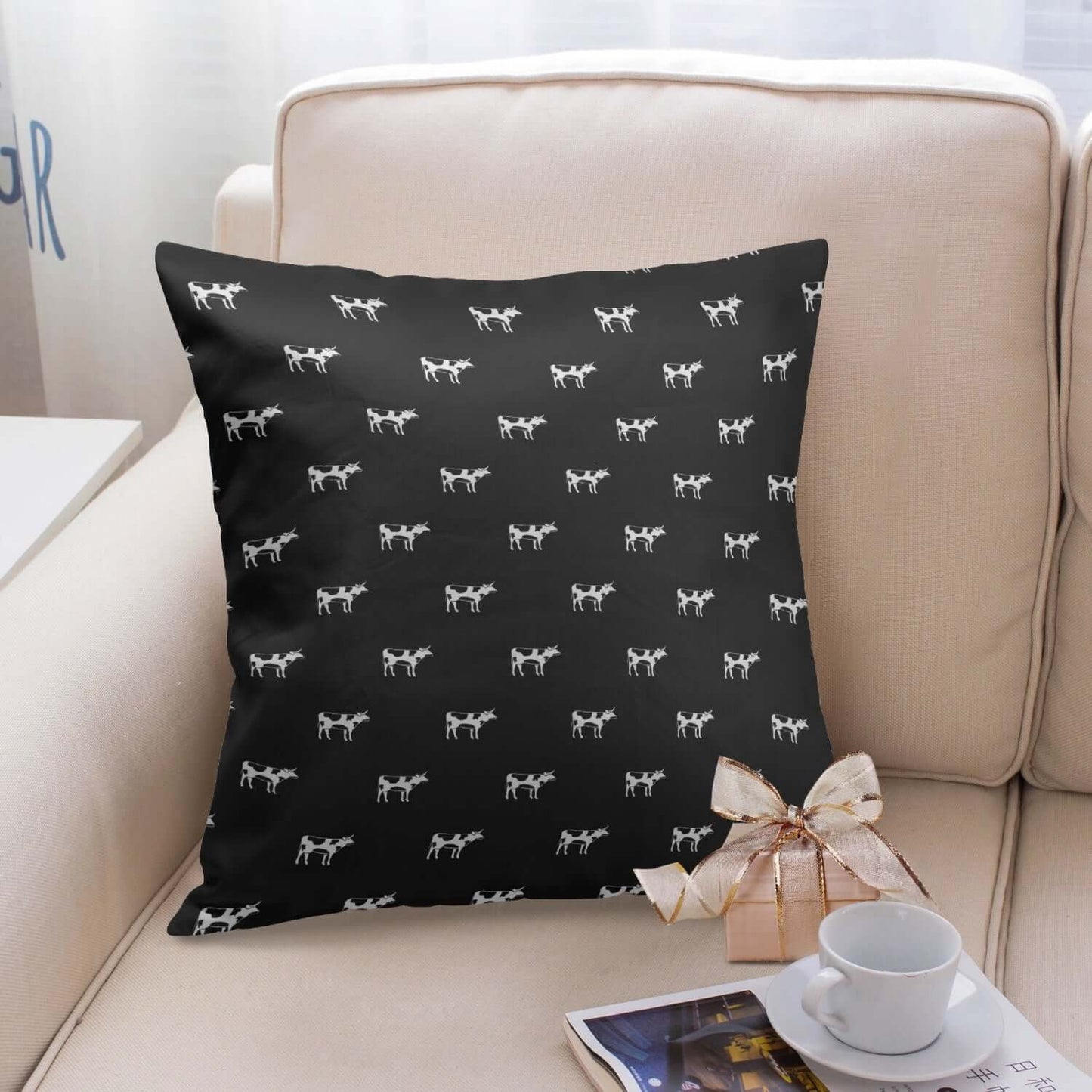 Housse de coussin carrée Motif vaches