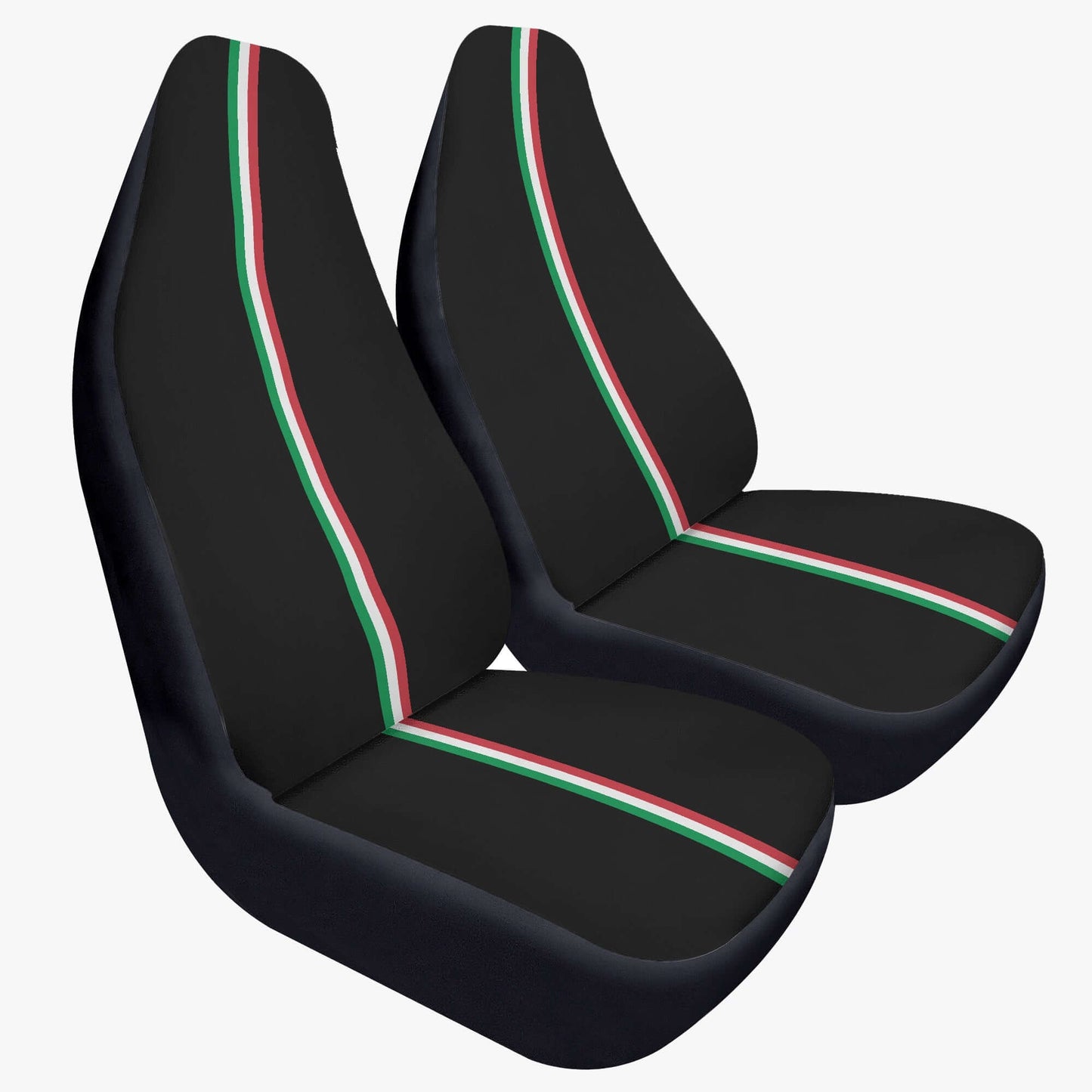Duo auto seat covers in Italia noir design, featuring lightweight microfiber fabric and elastic backing for easy installation.