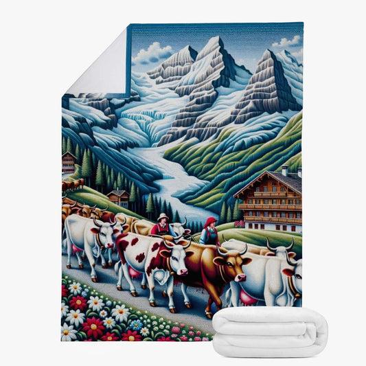 Couverture polaire - Dessin Poya et Fleurs de printemps