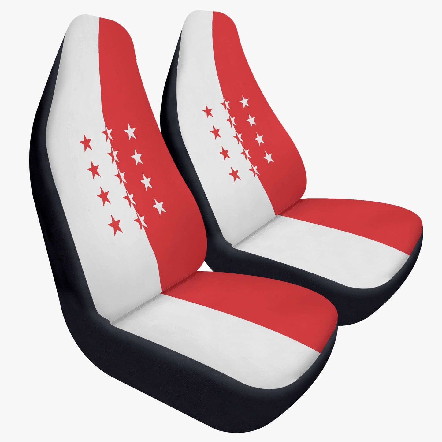 Duo housses de siège auto en tissu microfibre avec design sur le thème de Singapour, respirantes et extensibles.