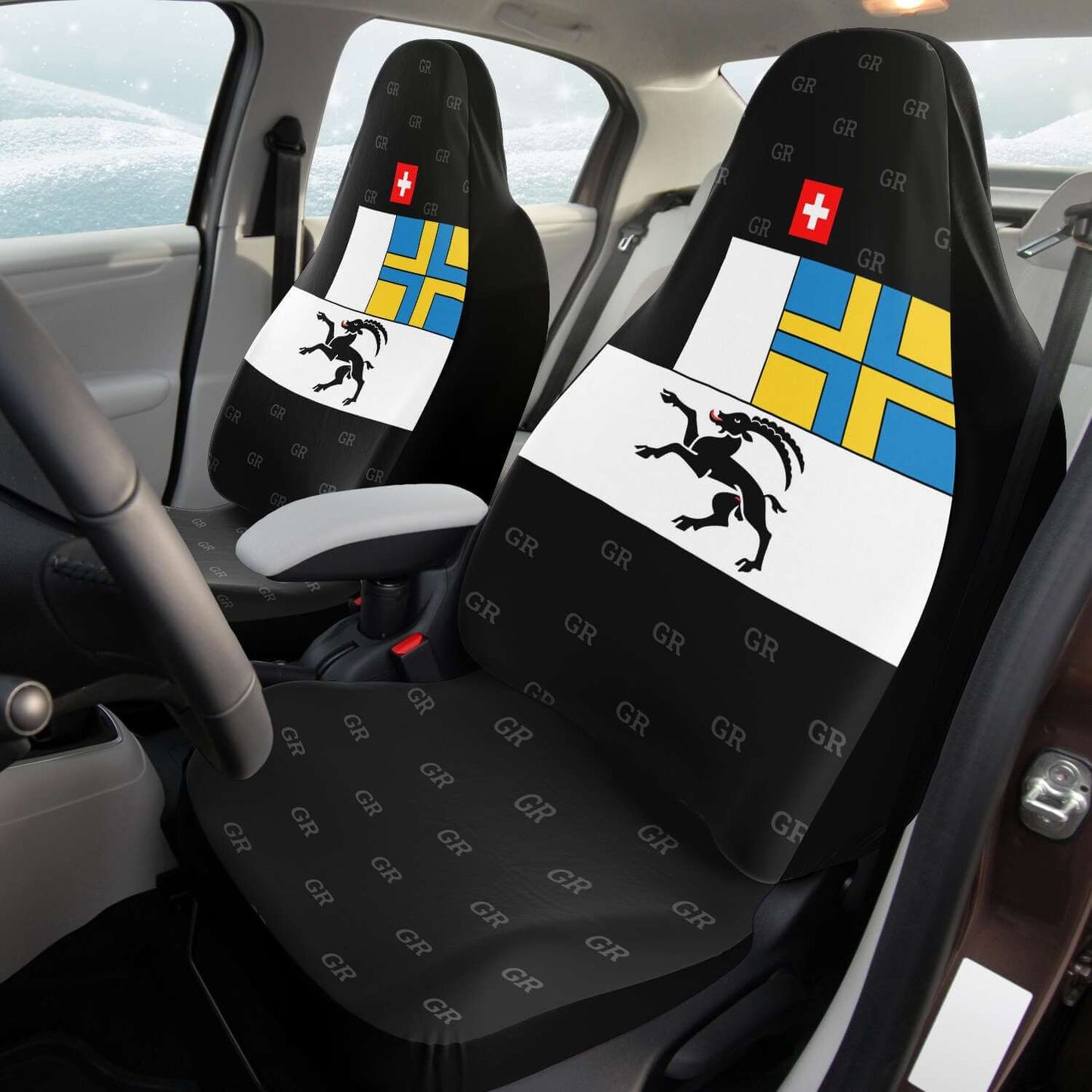 Autositzbezüge 2x | Graue Flagge