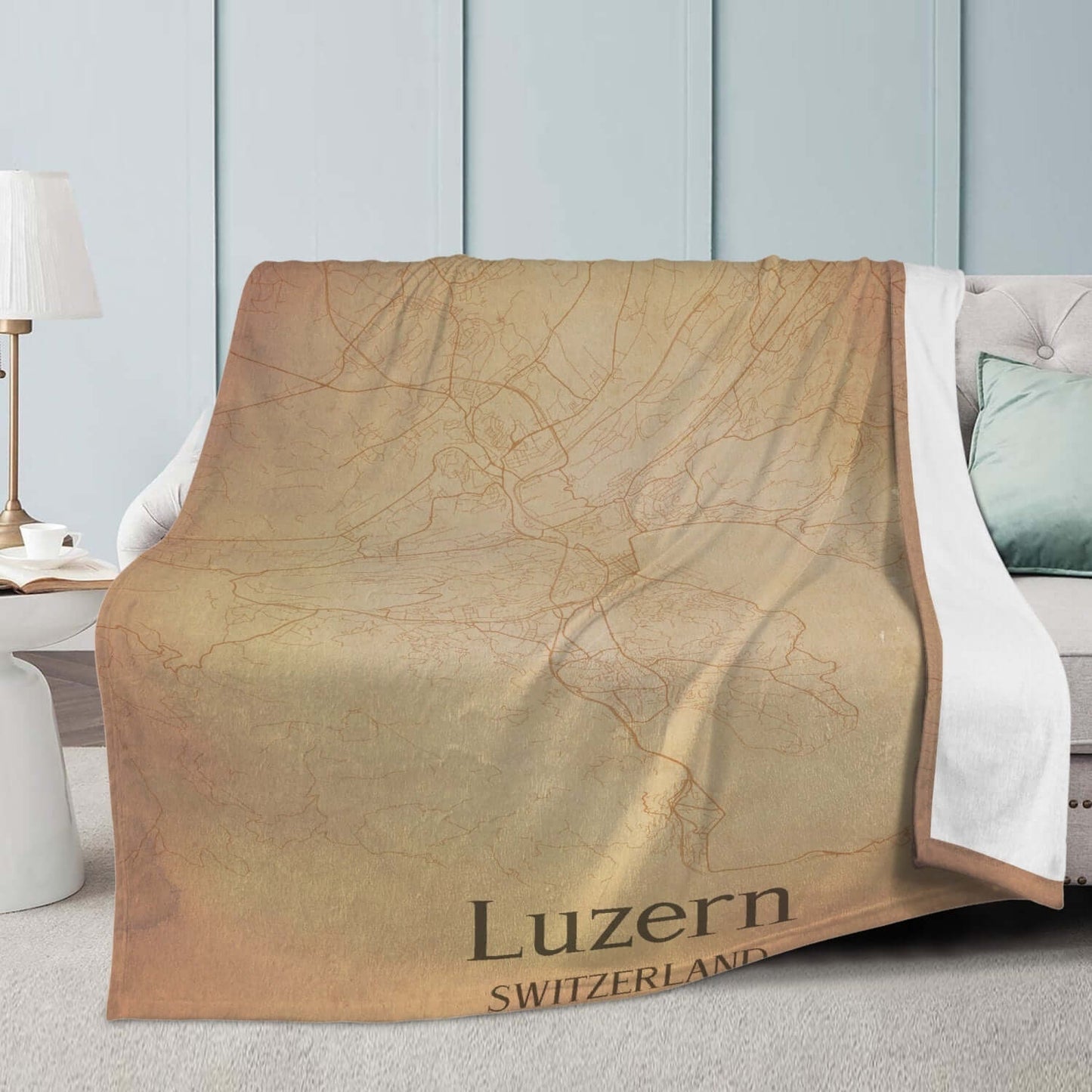 Couverture polaire Lucerne vintage map