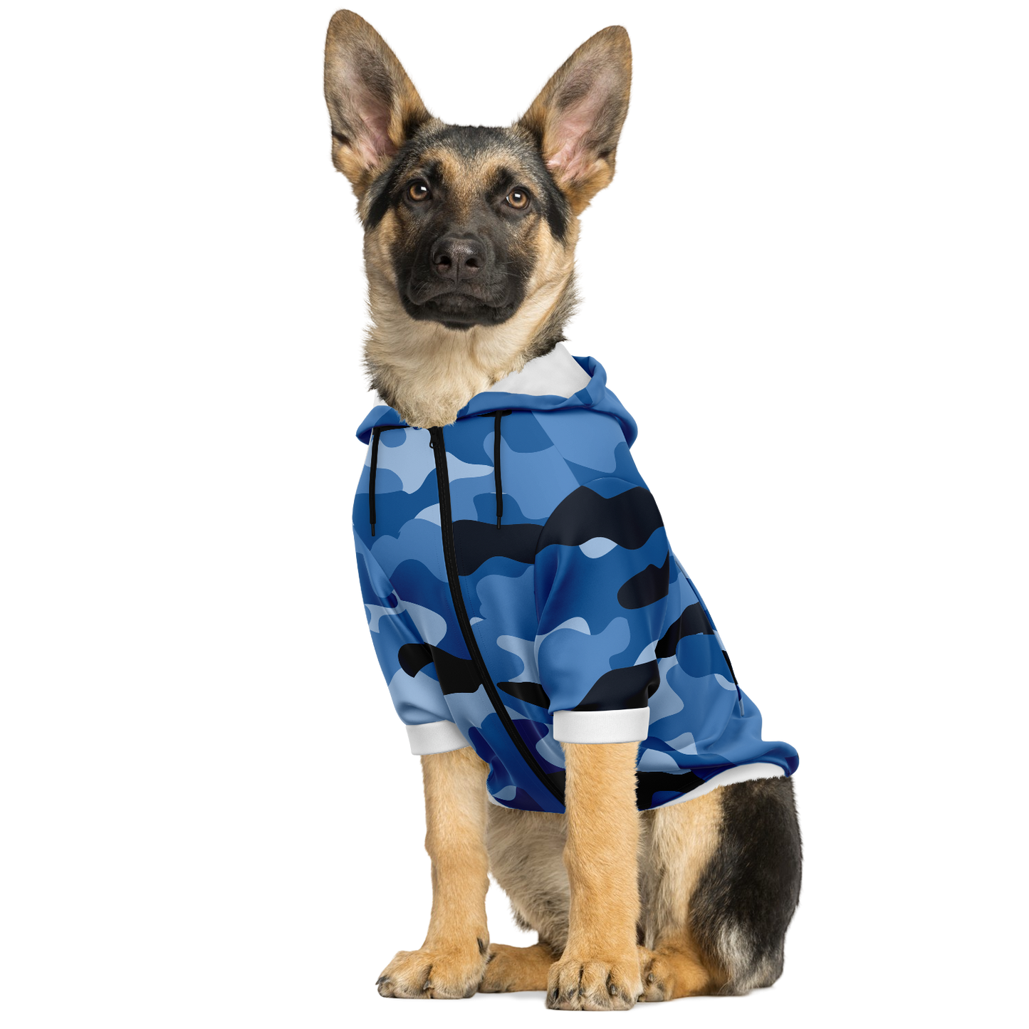 Kapuzenpulli mit Reißverschluss für Hunde | Blaue Tarnung