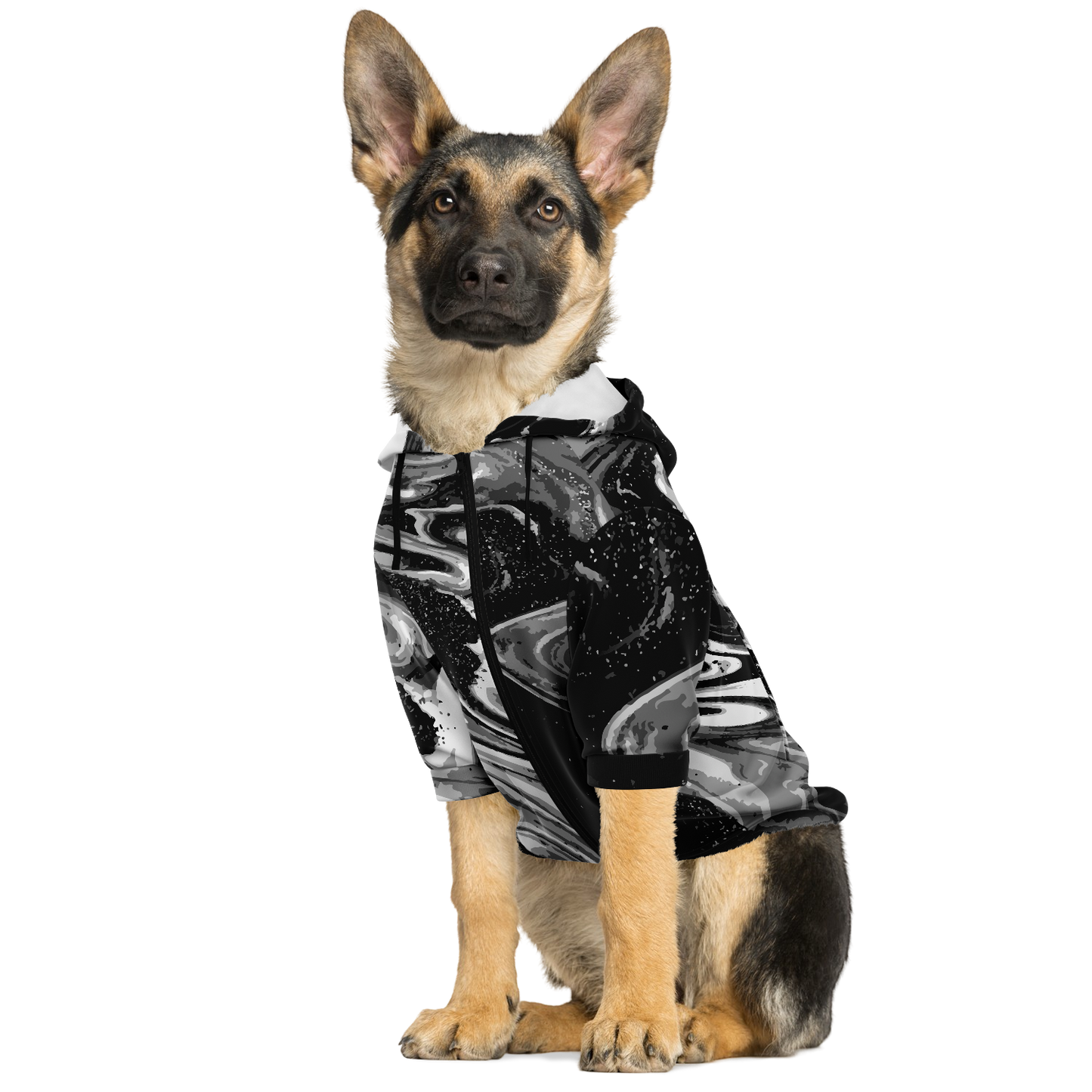 Sweat à capuche zippé pour chiens | Marbre noir