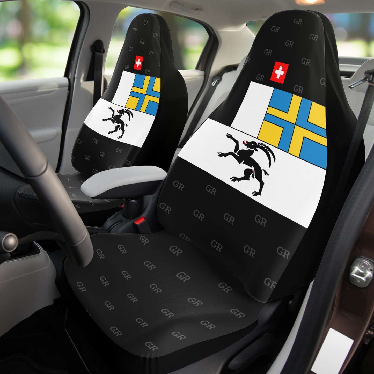 Autositzbezüge 2x | Graue Flagge