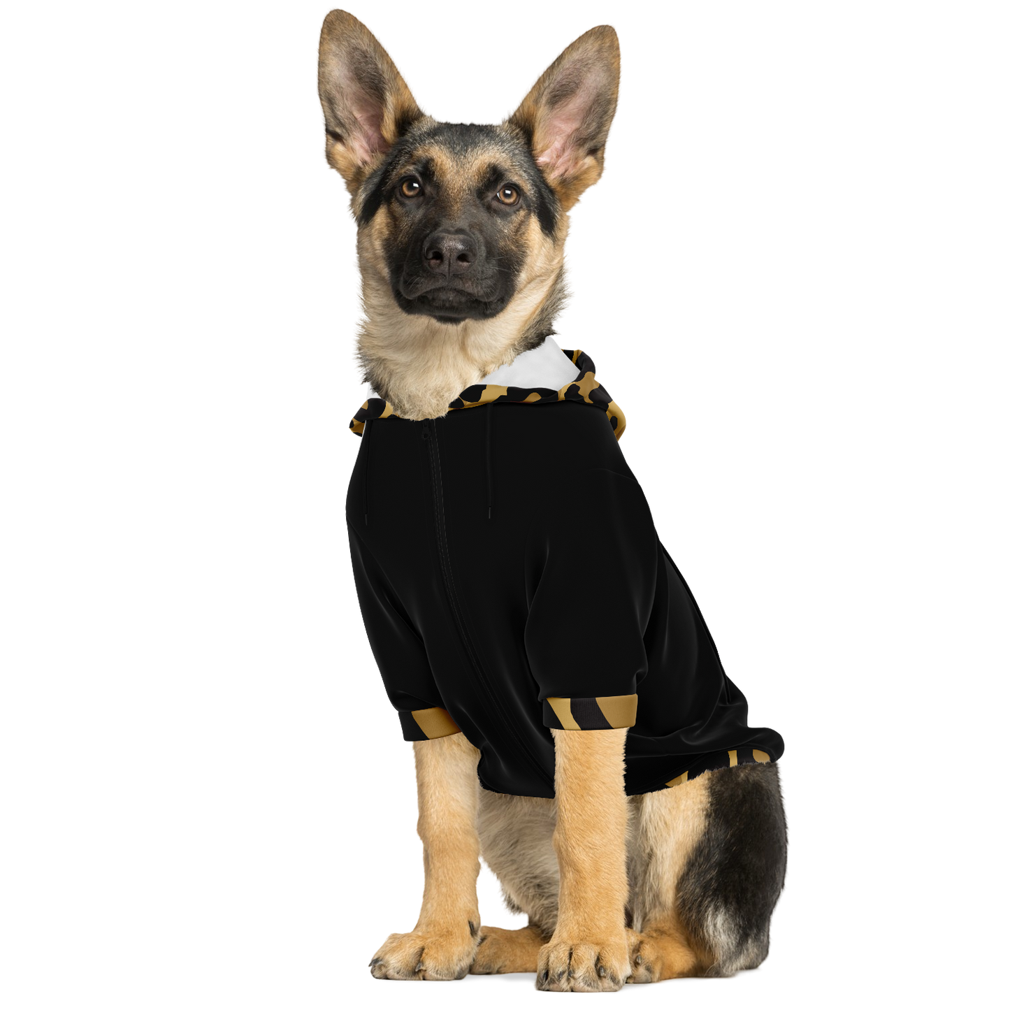 Sweat à capuche zippé pour chiens | lépoard noir