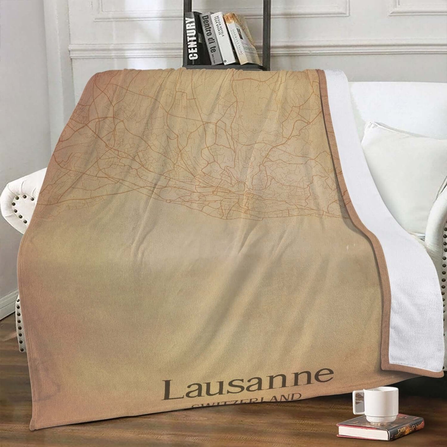 Couverture polaire Lausanne vintage map