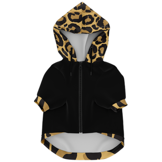 Sweat à capuche zippé pour chiens | lépoard noir