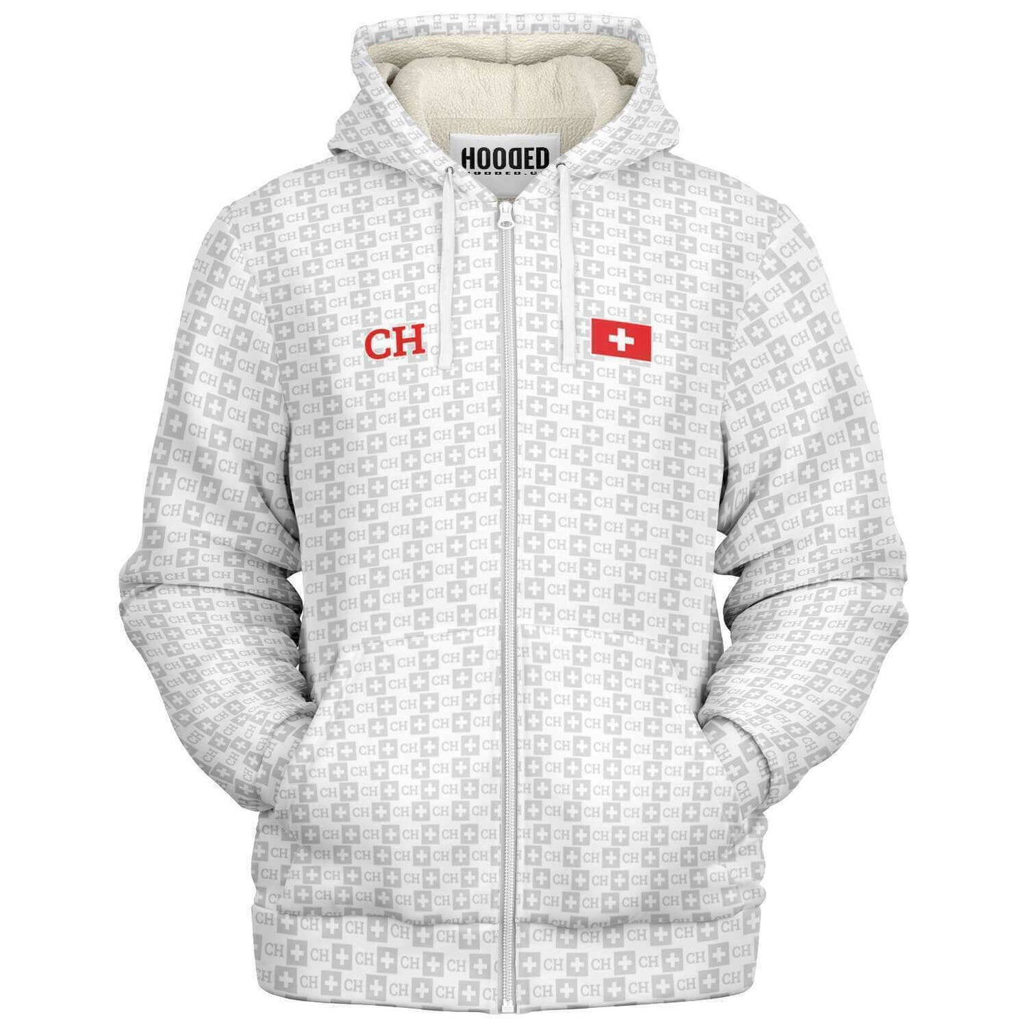 Deluxe Hoodie - Schweiz Muster Weiß