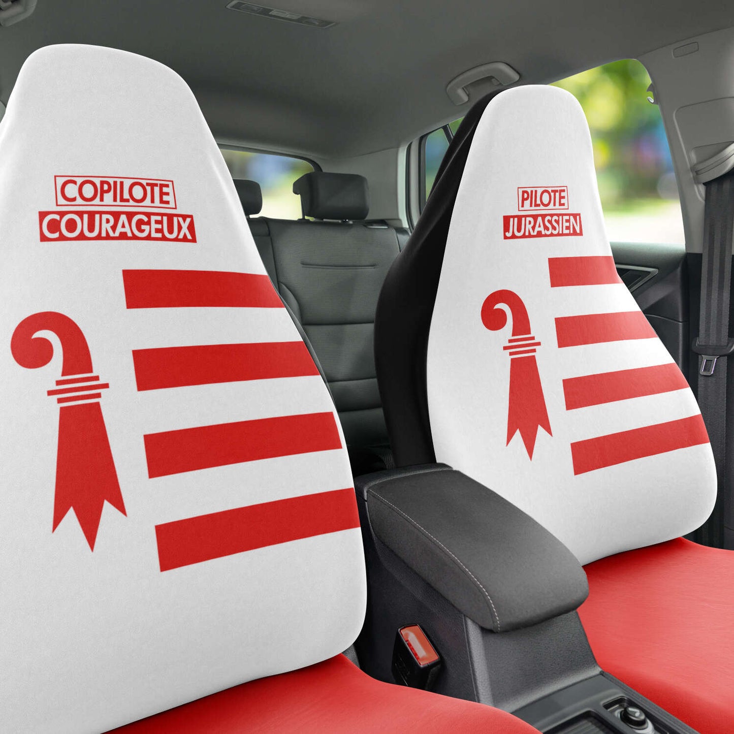 Duo Housses de siège auto | Pilote Jurassien / Copilote courageux