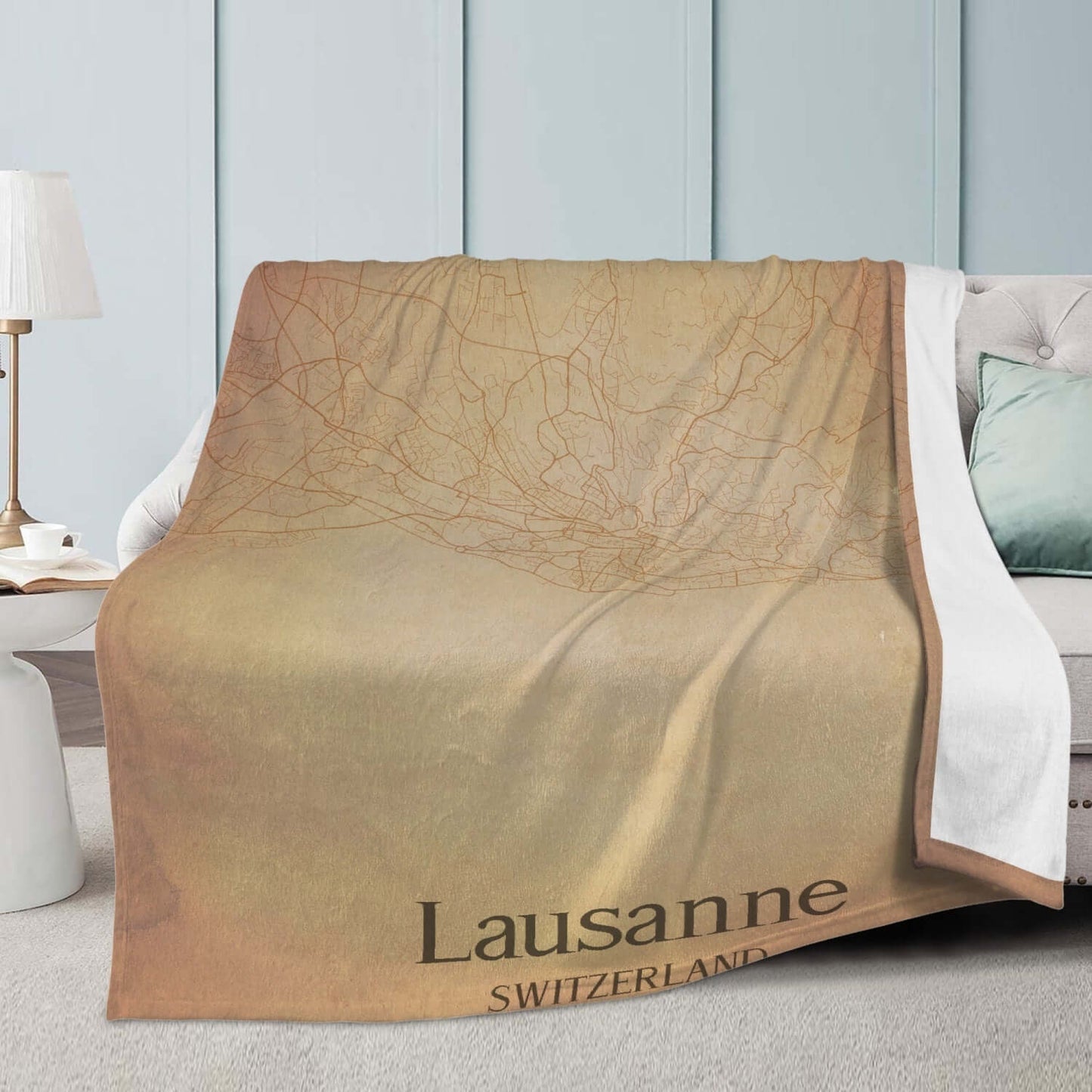 Couverture polaire Lausanne vintage map
