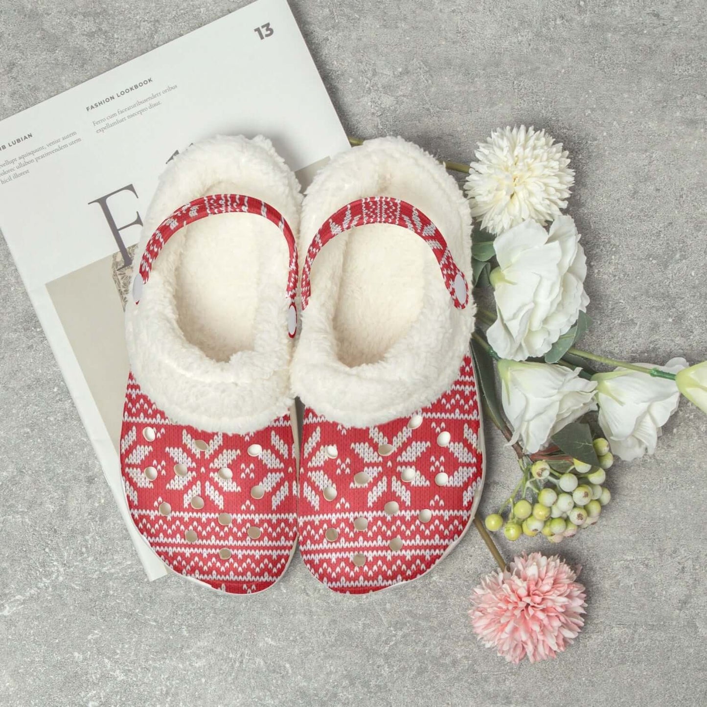 Sandales /claquettes fourrées effet tricot