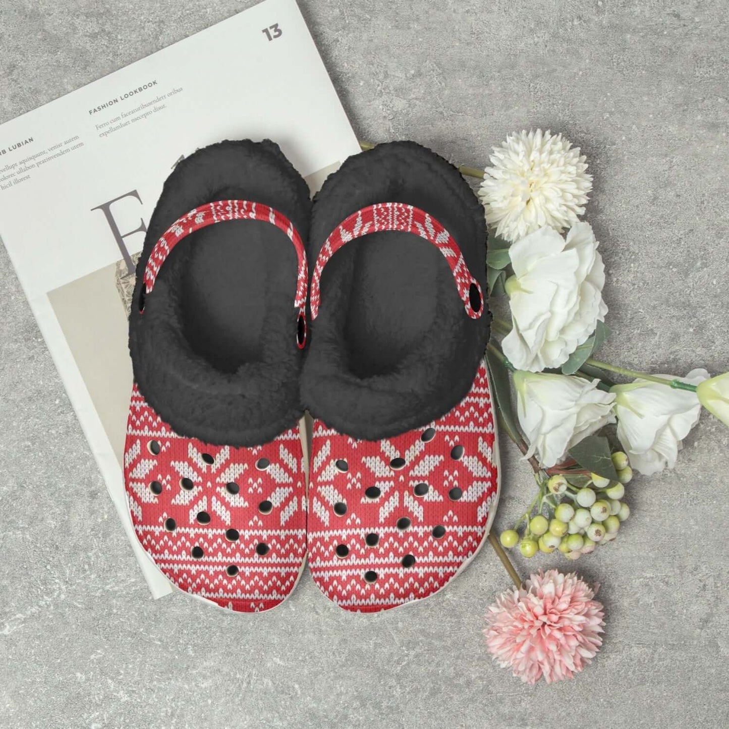 Sandales /claquettes fourrées effet tricot