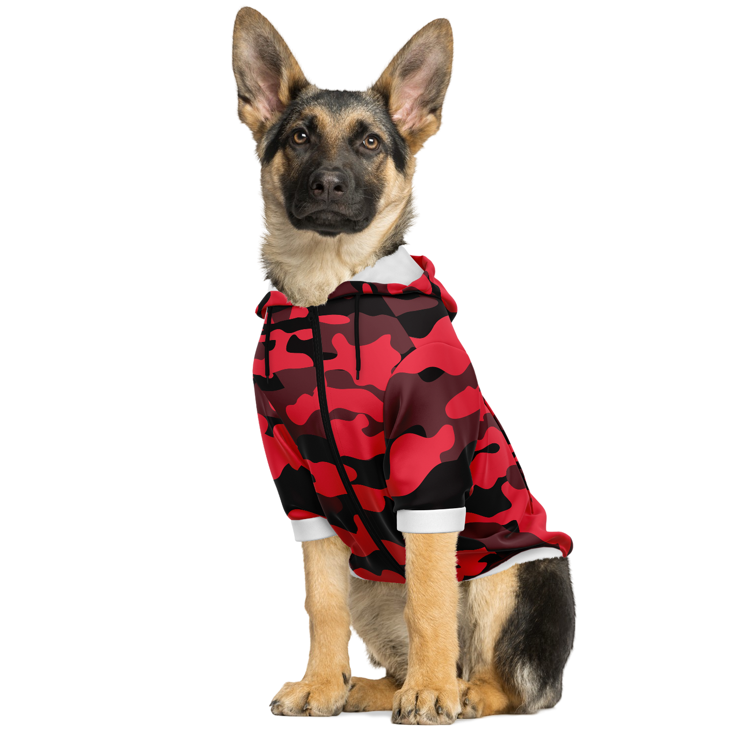 Sweat à capuche zippé pour chiens | Camouflage rouge