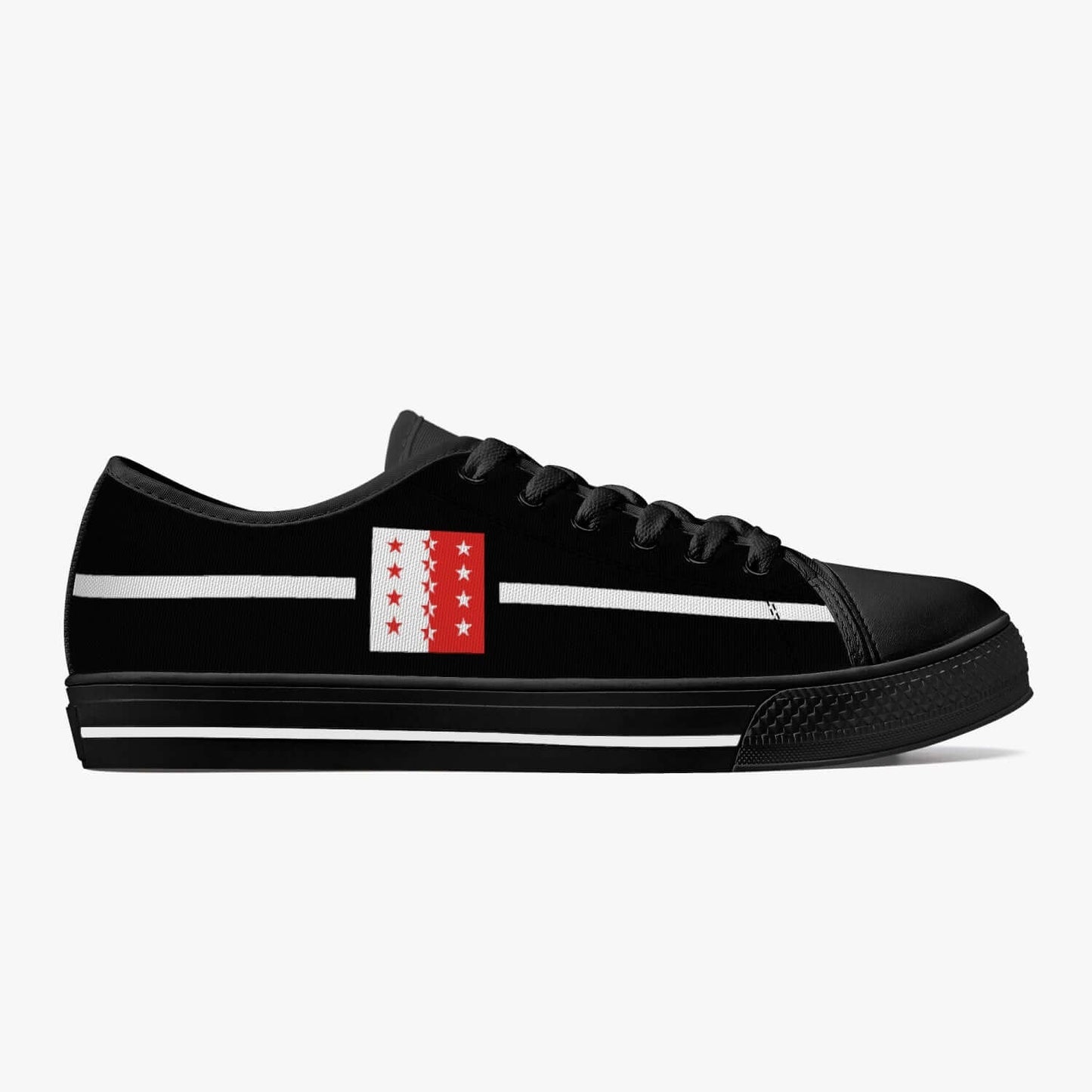 Sneakers Valais – Chaussures noires avec drapeau du Valais