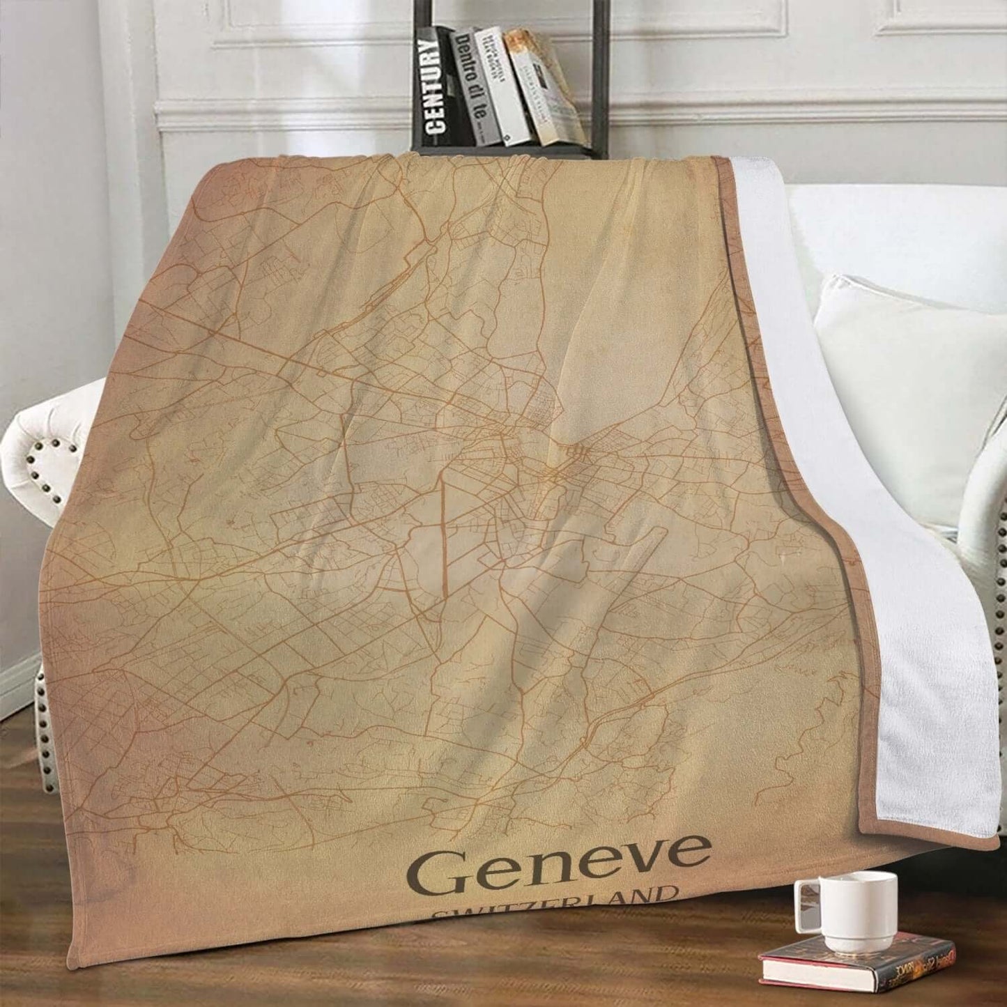 Couverture polaire Genève vintage map