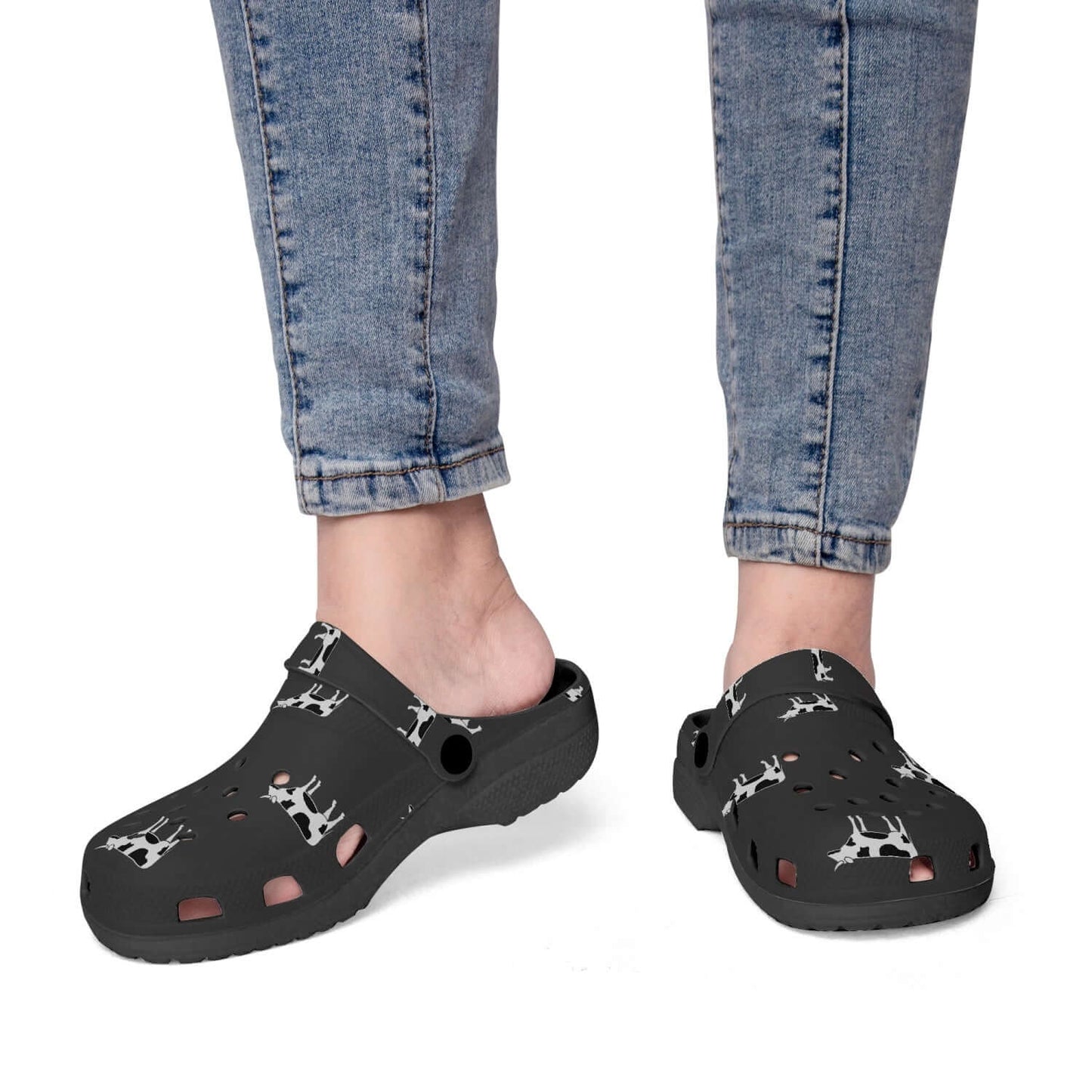 Sandale /claquette noir - Motif vaches