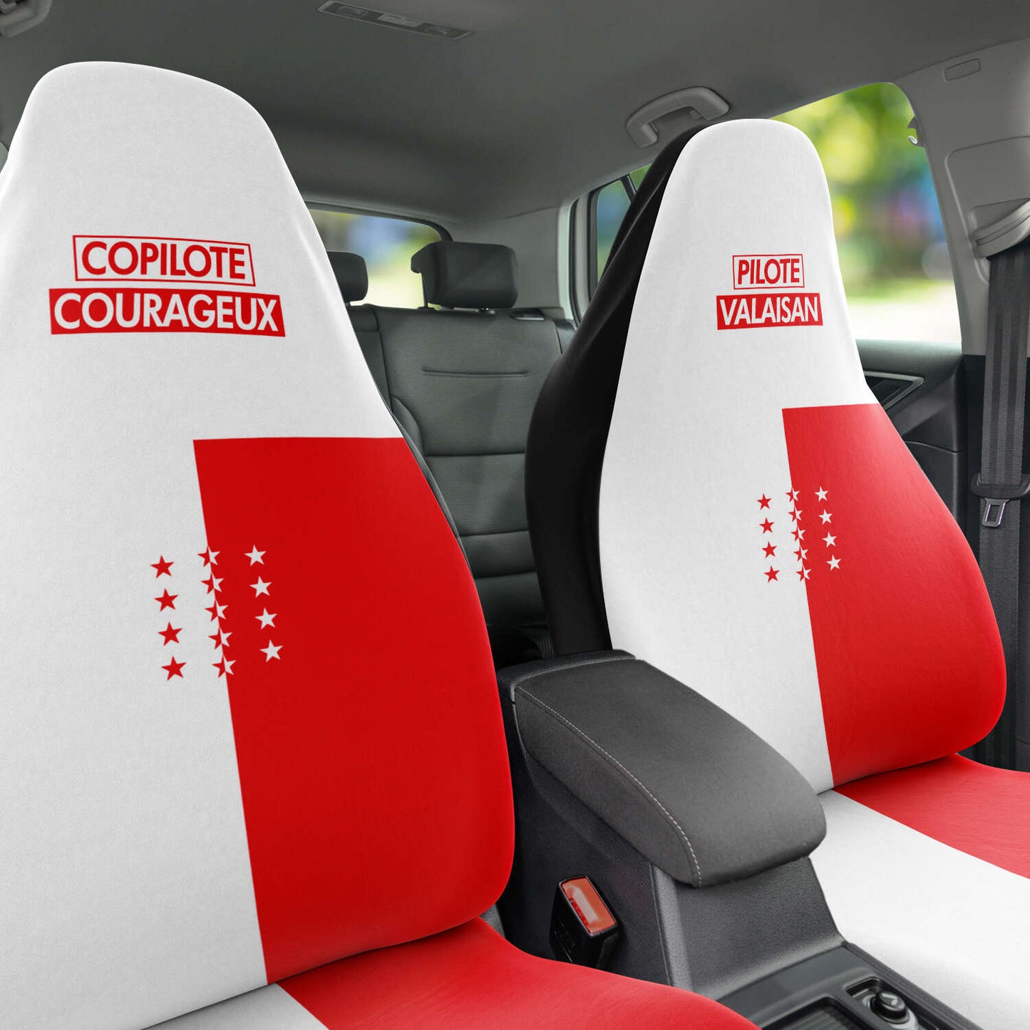 Duo Housses de siège auto | Pilote Valaisan / Copilote courageux