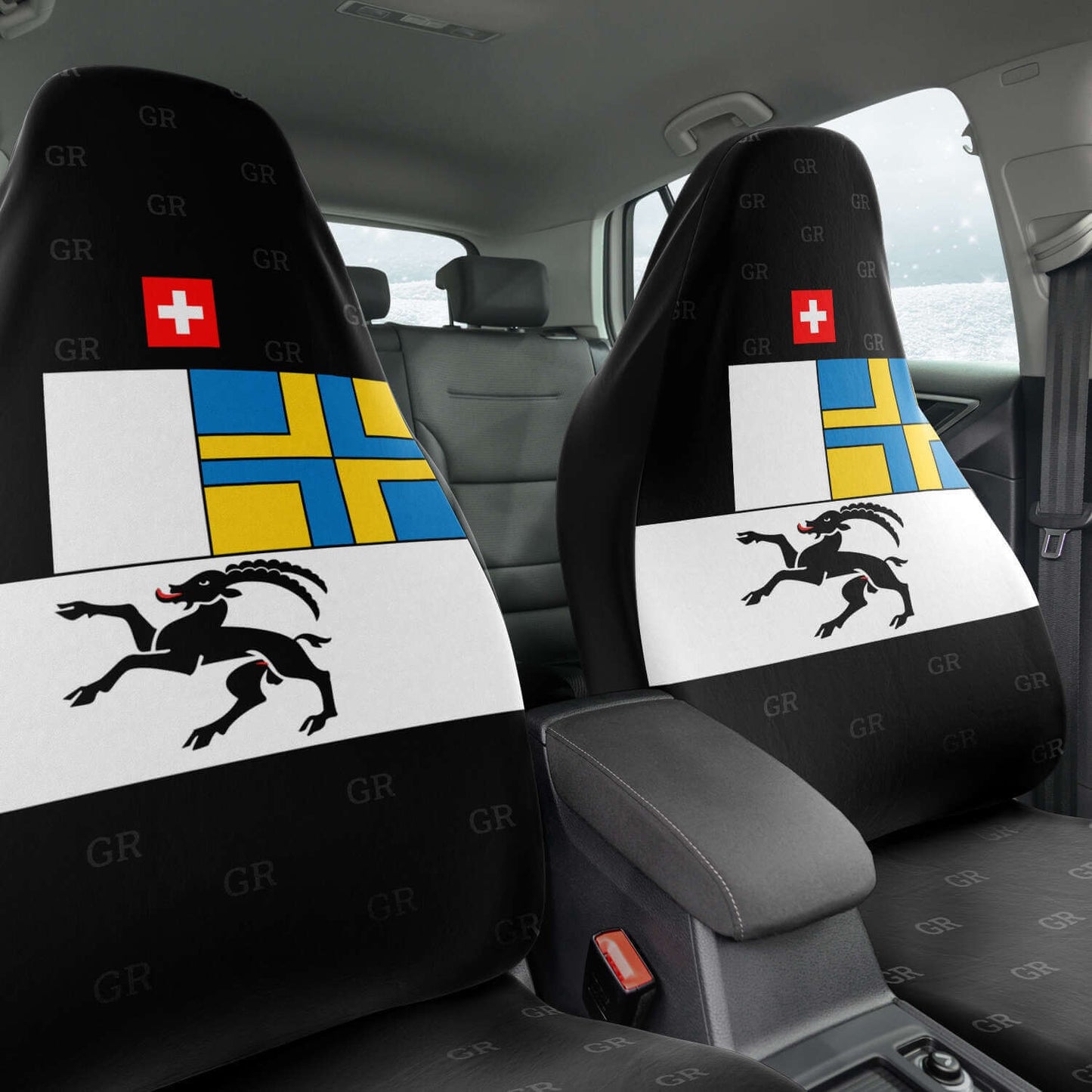Autositzbezüge 2x | Graue Flagge