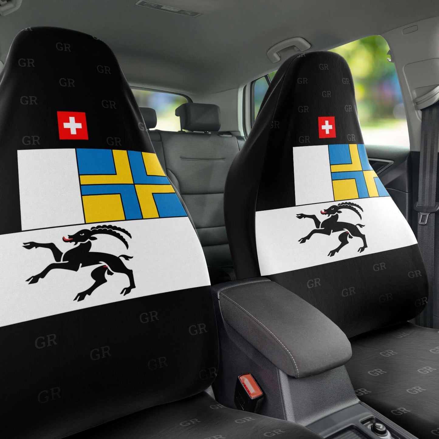 Autositzbezüge 2x | Graue Flagge