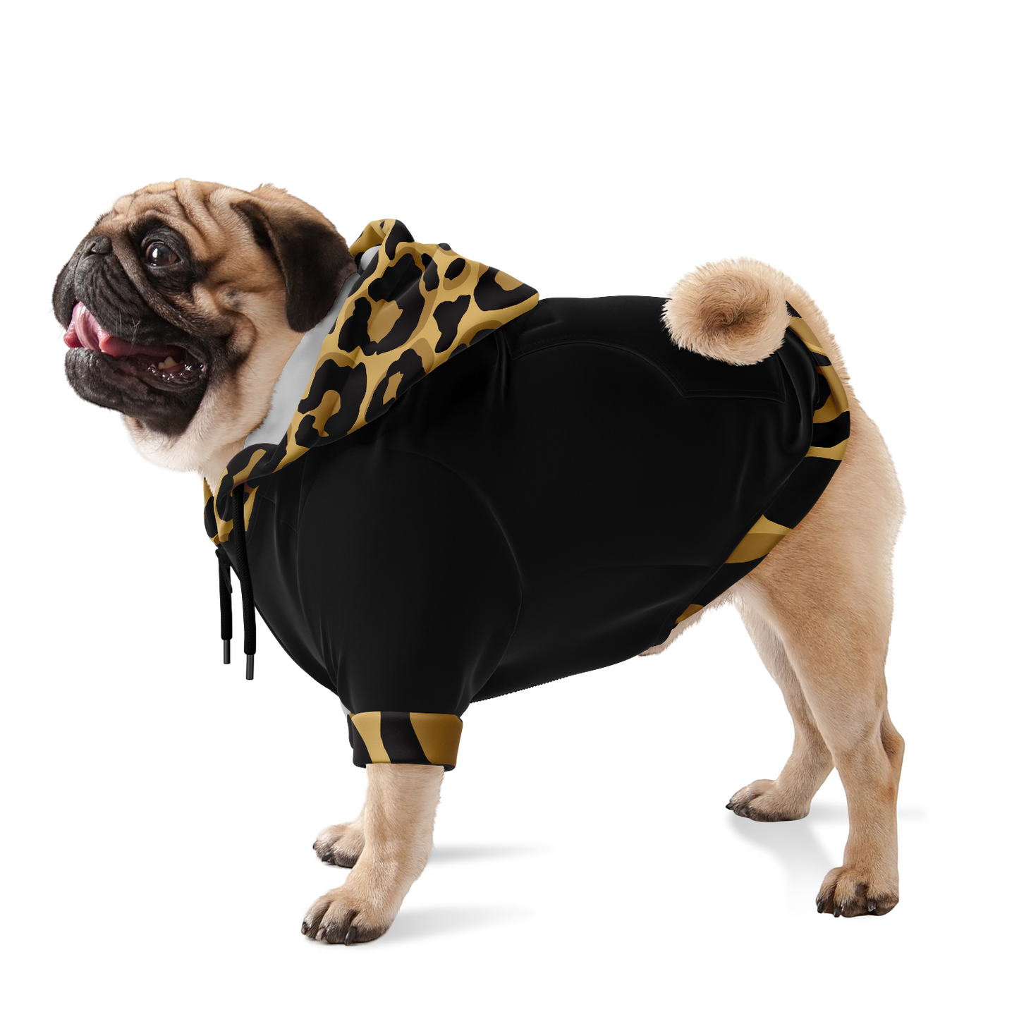 Sweat à capuche zippé pour chiens | lépoard noir