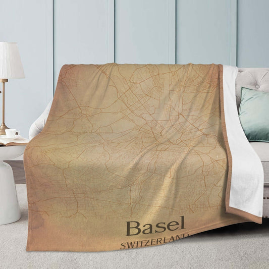 Couverture polaire Basel vintage map