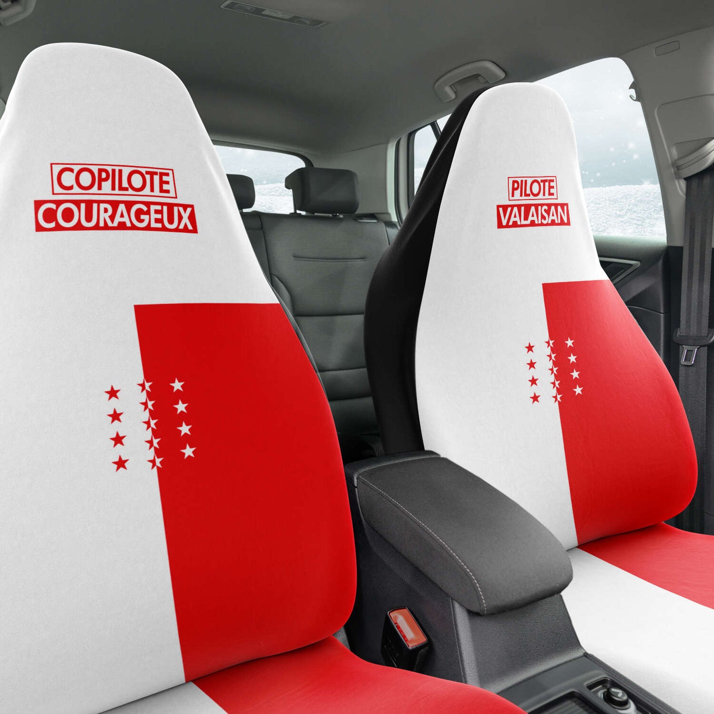 Duo Housses de siège auto | Pilote Valaisan / Copilote courageux