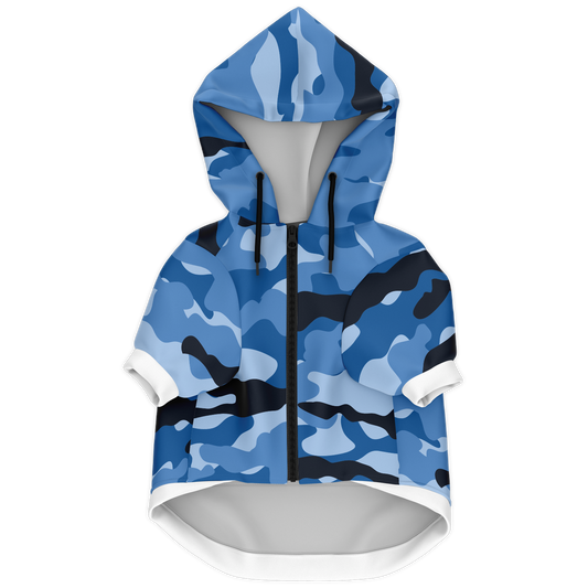 Sweat à capuche zippé pour chiens | Camouflage bleu