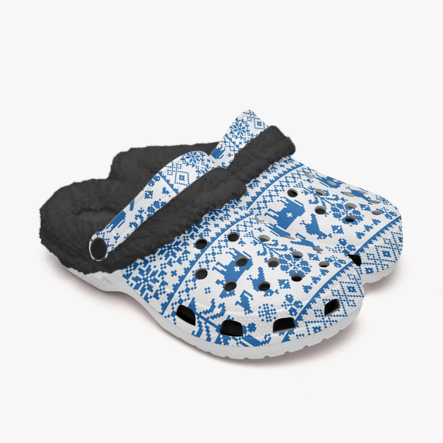 Gefütterte Sandalen/Schlappen Schweizer Muster