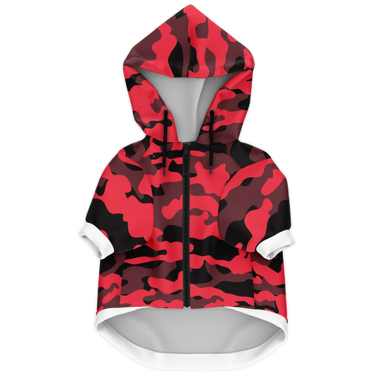 Sweat à capuche zippé pour chiens | Camouflage rouge