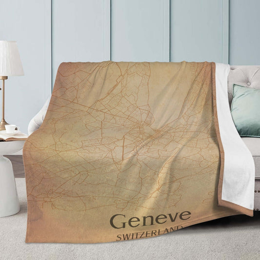Couverture polaire Genève vintage map