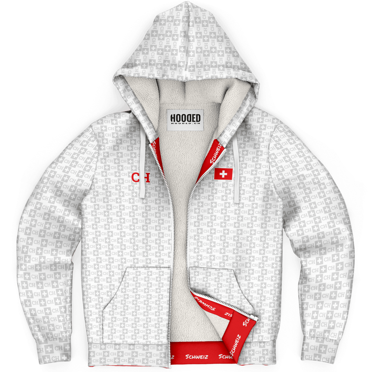 Deluxe Hoodie - Schweiz Muster Weiß