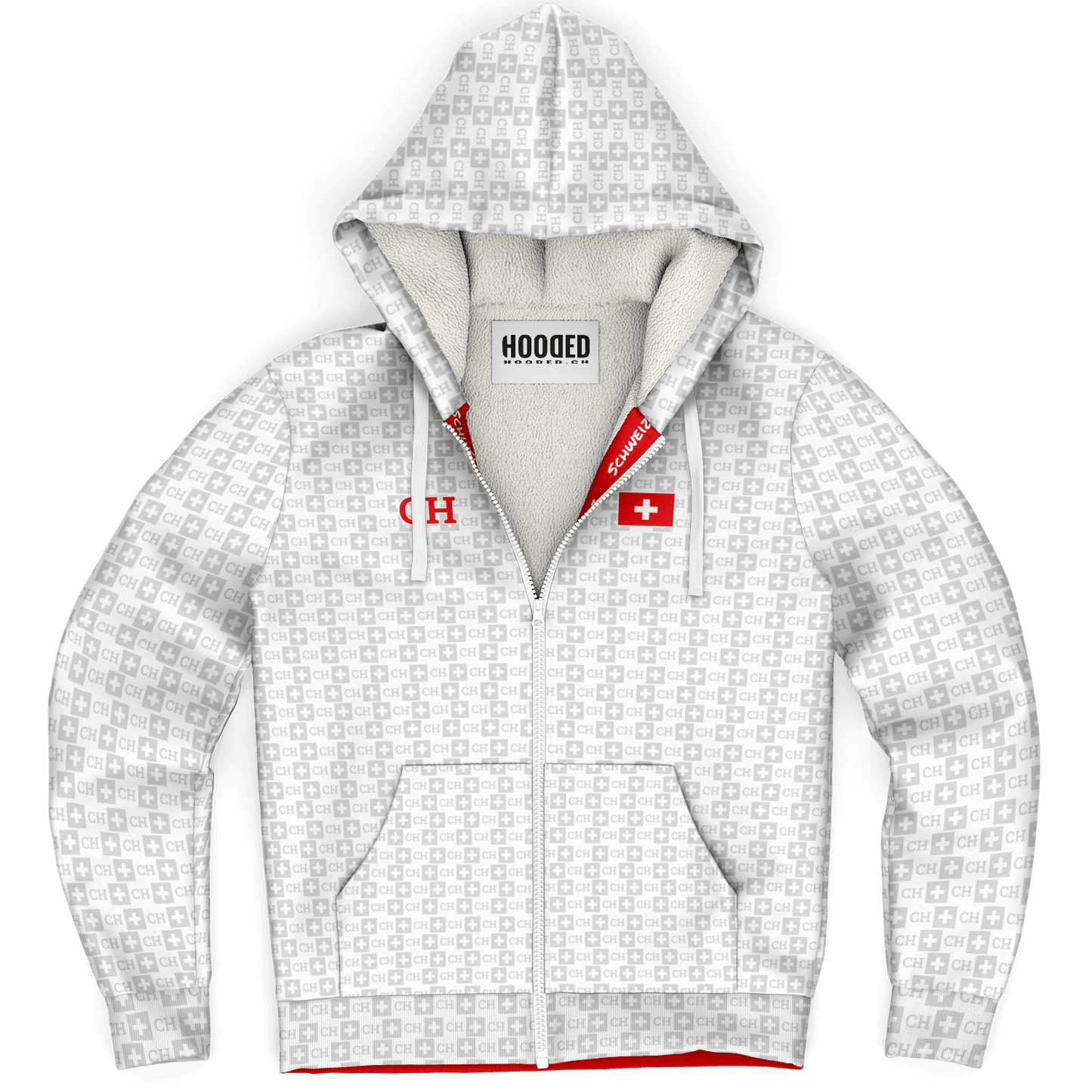Deluxe Hoodie - Schweiz Muster Weiß