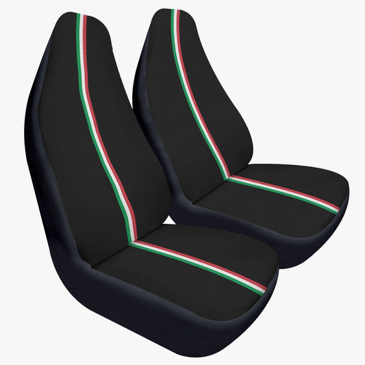 Duo auto seat covers in Italia noir design, featuring lightweight microfiber fabric and elastic backing for easy installation.