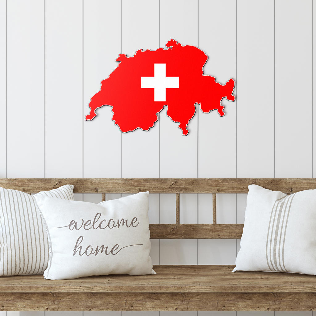 Suisse Map - Décoration Murale en Métal